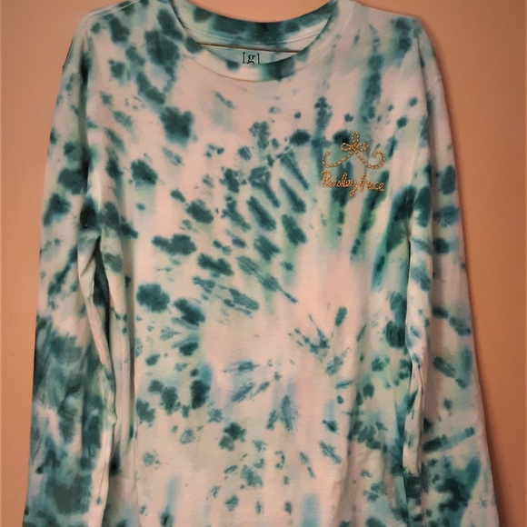 Hand Embroidered Long-Sleeve Tie Dye Shirt - Picture 1 of 3